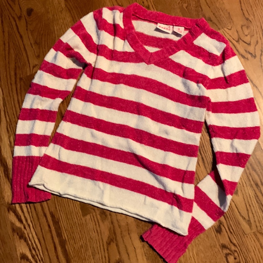 Pink and white striped sweater